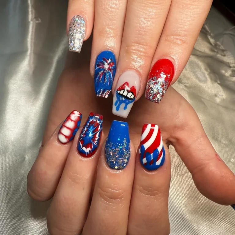 23 July 4th Nails Ideas with Sparkles, Stars, and Bold Colors