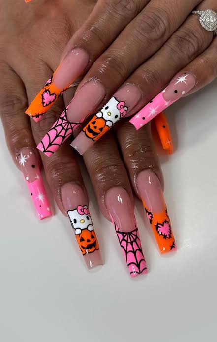 17 Hello Kitty Halloween Nails Designs That Bring the Spooky Vibe