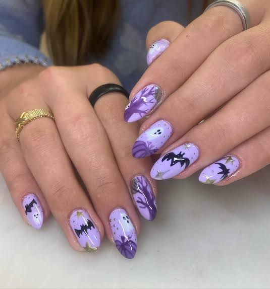18 Purple Halloween Nails Ideas for a Cute Halloween
